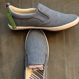 Taos Dandy Lake Blue Wash Canvas Slip Ons 9 M